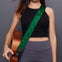 AMUMU Velvet Deluxe Guitar Strap – Emerald Green Crystal Velvet with Top Grain Leather Ends, 2